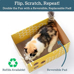 Extra Large Cardboard Cat Scratcher with Refillable Double-Sided Scratch Pad, No‑Mess Cat Scratching Box for Indoor Cats