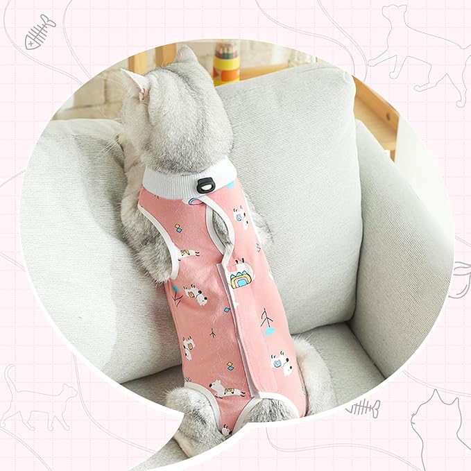 2 PCS Cat Recovery Suit Female Cat Onesie for Cats After Surgery Spay Abdominal Wounds, Kitten Recovery Suit Female Breathable E-Collar Alternative Kitten Onesie Anti Licking Large