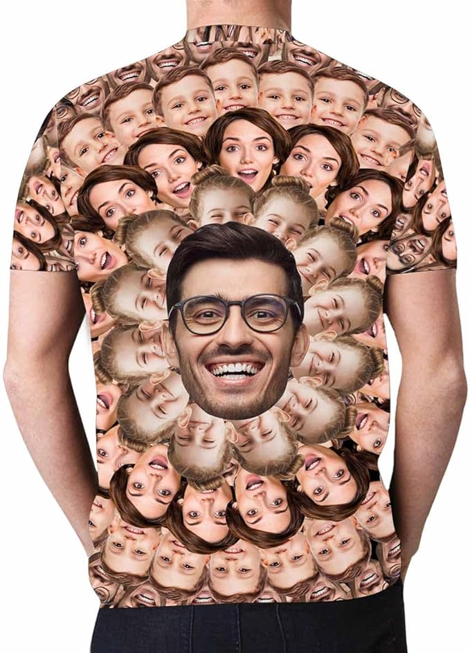 M YESCUSTOM Custom Funny Tshirts for Men Women Personalized Face Tshirt with Picture Customized Tee Gift for Dad Mom Husband