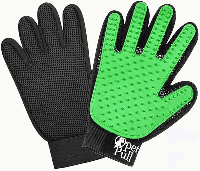 Pet Grooming Gloves with 259 Silicone Tips - Pet Hair Removal Tool Gentle Shedding Dog Washing Gloves - Deshedding Brush Hair Remover Mitts for Dogs & Cats for Long and Short Hair (Green)