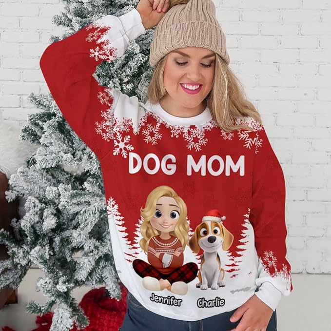 Wrappiness A Girl And Her Dog Christmas Sweatshirt - Cozy Unisex Fit Custom Shirt - Cute for Women Pet Lovers