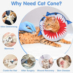 BEAUTYZOO Cat Cone Collars Soft, Cat Recovery E Collars After Surgery to Stop Licking, Adjustable Elizabeth Circle Collar Cute Pet Donut Pillow for Cats Kitten Small Dogs, Cute Shark S
