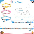 BINGPET Christmas Breakaway Cat Collar with Bell,3 Pack Cat Collars for Girl Cats, Cute Kitty Collars Accessories with Donut & Sushi & Pizzas(Yellow/Pink/Blue)