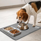PUPTECK Dog Food Mat, Absorbent Pet Cat Feeding Mat for Food and Water Bowls, Anti-Slip Dog Placemat for Floors Waterproof, Pet Supplies Accessories, Grey Paw M