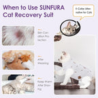 SUNFURA Cat Recovery Suit, Kitten Surgical Full Bodysuit for Abdominal Wound Protector Anti Licking After Surgery, Professional Bandages Cone E-Collar Alternative for Small Male & Female Pets