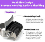 2 in 1 Undercoat Rake for Dogs and Cats, Professional Grooming Brush Dematting & Shedding Comb to Remove Loose Hair, Matted Fur Efficiently, Perfect for Poodle, Doodle & All Long Haired Pets