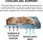Furhaven Cooling Gel Dog Bed for Large/Medium Dogs w/ Removable Bolsters & Washable Cover, For Dogs Up to 55 lbs - Pinsonic Quilted Paw L Shaped Chaise - Bluestone, Large