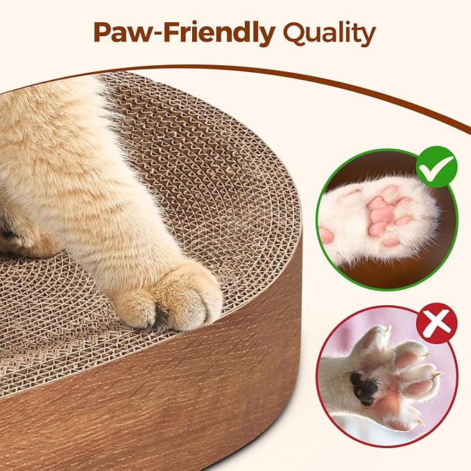ComSaf Cat Scratching Board - Cat Scratcher Bed for Indoor Cats, Corrugated Cardboard Cat Scratch Pad, Durable Oval Cat Scratcher Bed Bowl for Kitten, Furniture Protector