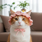 2PCS Strawberry Cat Hats Cute Flower Crochet Hats for Cats Small Pets Birthday Party Christmas Halloween Easter Travel Accessories Puppy Hat