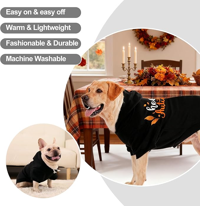 EXPAWLORER Fall Dog Hoodie-Soft and Warm Dog Sweaters, Pet Clothes Autumn Winter Coat Sweatshirt with Autumn Maple Leaf Theme Print for Puppy,Cat, Small Medium Large Dogs