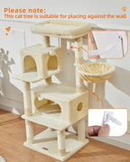 Taoqimiao Cat Tree,49-Inch Cat Tower for Indoor Cats,2 Luxurious cat condo with Adjustable Large Hanging Baskets and Large Luxurious Perch Beige MS029LM