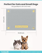 Tomxcute Extra Thick Pet Feeding Mat 19.7" x 14.2", BPA-Free Food-Grade PVC, Waterproof Raised Edge Non-Slip Bowl Mat for Cat Water Fountain & Automatic Feeder, Textured Fast-Drain, Brush Included