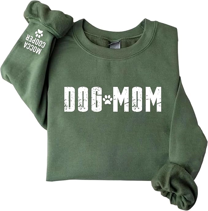 Personalized Dog Mom Sweatshirt, Custom Pet Name Sweater for Women, Dog Lover Gift, Cute Pet Apparel