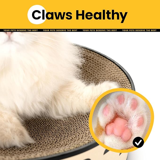 Oval Cat Scratcher Bed, 2-in-1 Cat Scratching Board, Natural Corrugated Cardboard Scratch Pad Lounge, Sealed Base Traps Debris,No Assembly Kitty Furniture,Stylish Colors Blends Any Home Decor