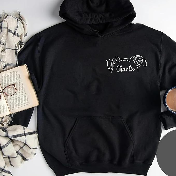 Noni Personalized Portrait Hoodie or Sweatshirt with Dog Cat Photo, Custom Sweatshirt with Drawing and Name, Unique Gift for Dog Mom Dad, Animal Lover Birthday