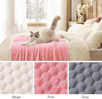 Luciphia Soft 300GSM Fleece Pet Blanket for Small Medium Large Dogs Washable 3D Textured Flannel Cat Puppy Decorative Furniture Protector Throw Durable Pink, XL(57''x40'')