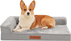 Orthopedic Dog Bed Medium Size Dog, Memory Foam Dogs Bed for Medium Dogs, Washable Removable Cover, Nonskid Bottom, Waterproof, for Indoor, Outdoor, Crate ＆ Car Use, 35x23x6 Inches, Light Grey