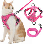 Cat Harness and Leash, Reflective Cat Harness Escape Proof for Walking, Adjustable Kitten Harness and Leash Set, 4 Buckles Easy Control Breathable Cat Vest Harness for All Types of Cats