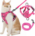 Cat Harness and Leash, Reflective Cat Harness Escape Proof for Walking, Adjustable Kitten Harness and Leash Set, 4 Buckles Easy Control Breathable Cat Vest Harness for All Types of Cats