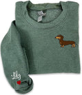 Customized Dachshund Crewneck, Custom Dog Pullover, Personalized Sausage Dog Sweatshirt, Unique Cream Pup Apparel, for Pet Lovers
