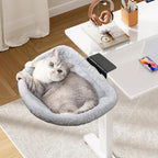 Stable Cat Desk Bed with Heavy-Duty Clamp | Sunken Hammock Design & Faux Rabbit Fur for Comfort, Removable & Washable Bed, Holds Up to 40lbs, Space Saving Cat Perch for Home Office