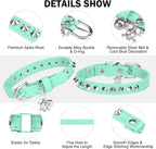 Leather Cat Collars for Boy Girl Cats with Bell and Safety Elastic Belt, Personalized Rivets Stud Adjustable Safe Buckle Collar with Skull Charm for Kitty Small Pets, Halloween Cat Collar