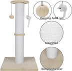 Cat Scratching Post 34 Inches Heavy Duty and Thicker Cat Scratching Post Sisal Rope with Hanging Ball and Mice Scratching Post for Indoor Cats and Adult(Beige)