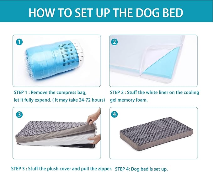 Orthopedic Memory Foam Bed for Large Dogs, Waterproof Cooling Pet Mats for Crate with Removable Washable Cover,Ideal for Arthritic Dogs (Large plus-36"x 27" x 3", Rose Plush)