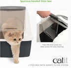 Catit Airsift Jumbo Hooded Litter Pan, Warm Gray/White - Privacy and Easy Access for Cleaning - Ideal for Larger or Multiple Cat Households