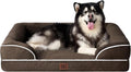 EHEYCIGA Orthopedic Dog Beds for Extra Large Dogs, Waterproof Memory Foam XXL Dog Bed with Sides, Non-Slip Bottom and Egg-Crate Foam Big Pet Couch Bed with Washable Removable Cover, Brown