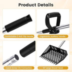Chicken Poop Scooper and Rake, 2-in-1 Metal Sand Sifting Shovel with 24-68 Inch Adjustable Stainless Steel Handle, Cleaning Tools for Outdoor Chicken Coops, Farm Animals House
