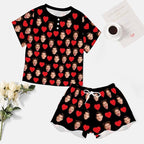 D-Story Custom Short Pajama Set with Pet Face Personalized Photo Sleepwear 2 Pieces Pjs Nightwear Xmas Gift for Women