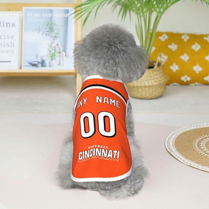 Cincinnati Custom Pet Jersey Dog Clothes Various Sizes Customized Any Name & Number for Small Middle and Big Dogs