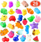 Squishies, 26 Pack Mochi Squishy Toys - Kawaii Cat Squishys Slow Rising Animals - Party Favors, Goodie Bag, Birthday Gifts, Mini Squishies Stress Reliever Toy