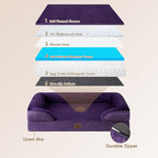 EHEYCIGA Orthopedic Dog Beds for Large Dogs, Waterproof Memory Foam Large Pet Bed with Sides, Non-Slip Bottom and Egg-Crate Foam Dog Couch Bed with Washable Removable Cover, Purple