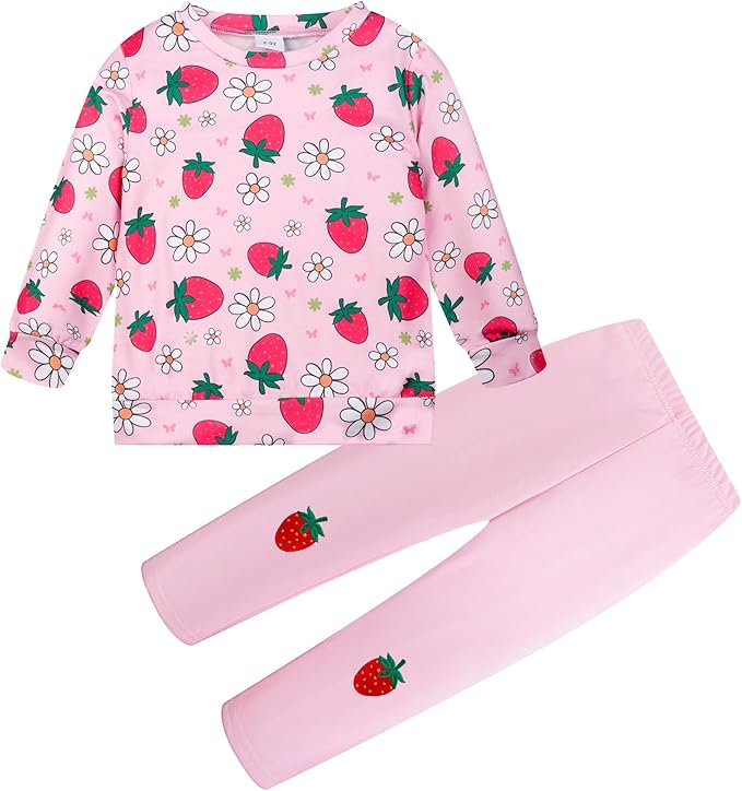Little Girls Unicorn Outfits 2 Piece Kids Ruffle Sleeve Sweatshirt + Leggings Fall Leopard Clothing Sets 2-10 Years Old