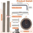 PowerKing Natural Sisal Replacement Scratching Post, 15.7'' 2 Pieces M8 Cat Scratch Post Refill Pole Parts for Refurbishment, Include Screws (Grey)
