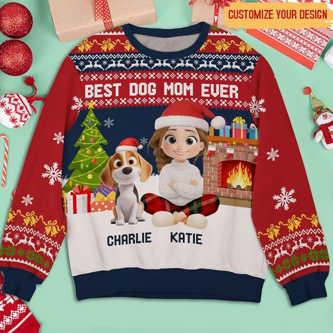 Wrappiness A Girl And Her Dog Christmas Sweatshirt - Cozy Unisex Fit Custom Shirt - Cute for Women Pet Lovers