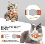 Cat GPS Tracker, Smart Cat Tracker Compatible with Apple Find My App (Only iOS), No Monthly Fee, Waterproof (White Tracker, Orange Cat Collar)
