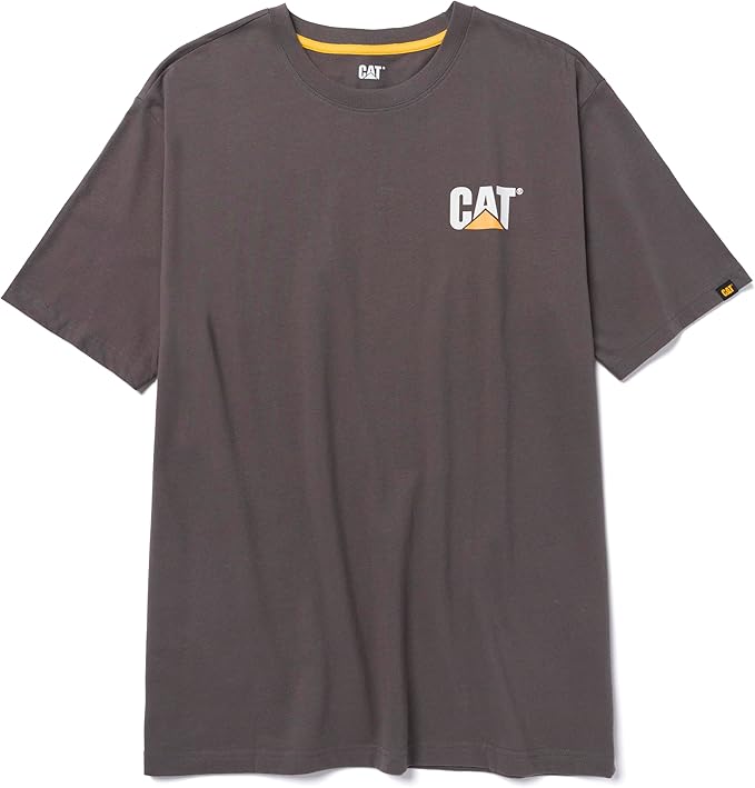 CAT Men's Trademark T-Shirts with Shape-Retention Rib Trim Spandex, Tagless Neck, and Cat Logo on Left Chest
