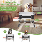 1.5 Gallon Elevated Large Dog Water Bowl, 2 Height Adjustable Stainless Steel Raised Dog Water Bowl Stand for Large Breed, Metal Pet Bowl Stand for Relief Joint Pressure, Easy Clean (Black)