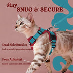 rabbitgoo Cat Harness and Leash for Walking, Escape Proof Soft Adjustable Vest Harnesses for Cats, Easy Control Breathable Reflective Strips Jacket, Red & Teal, XS