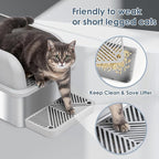 8" Deep Stainless Steel Cat Litter Box with Lid Extra Large Litter Box for Big Cats XL Metal Litter Box Pan with High Wall Sides Enclosure, Non-Sticky, Anti-Leakage, Easy Cleaning