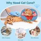 BEAUTYZOO Cat Cone Collars Soft, Cat Recovery E Collars After Surgery to Stop Licking, Adjustable Elizabeth Circle Collar Cute Pet Donut Pillow for Cats Kitten Small Dogs, Dark Blue S