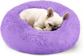 Hoewina Dog & Cat Bed, 20in Cat Beds for Indoor Cats, Calming Donut Bed for Puppy and Kitten, Washable Round Fluffy Pet Bed for Small Medium Dogs and Cats (Purple)