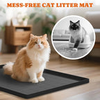 Extra Large Silicone Cat Litter Mats, 34" x 22" Waterproof Litter Box Mat, Non-Slip Kitty Litter Mat for Scatter Control, Easy to Clean & Urine-Proof Cat Litter Trapping Mat, Black