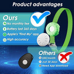 GPS Tracker for Cats, Cat Tracker Collar with Safety Elastic Buckle, Compatible with Apple Find My App (Only iOS), No Monthly Fee, Waterproof (White Tracker, Green Cat Collar)
