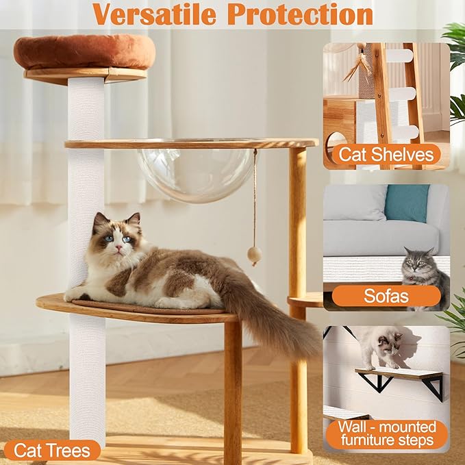 Cat Scratch Furniture Protector - 78.7" x 17" Trimmable Self-Adhesive Cats Claws Scratch Pads, DIY Cat Climbing Couch Protector for Scratch Post Cat Tree Replacement Indoor (Cream White)