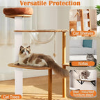Cat Scratch Furniture Protector - 138" x 13.8" Trimmable Self-Adhesive Cats Claws Scratch Pads, DIY Cat Climbing Couch Protector for Scratch Post Cat Tree Replacement Indoor (Cream White)