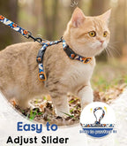 Halypet 2-Pack Cat Harness and Leash Set, Escape Proof 3-in-1 Adjustable Harness for Cats, Soft Lightweight, Easy On & Control for Walking, Travel & Outdoor Use, Navy Floral, Small